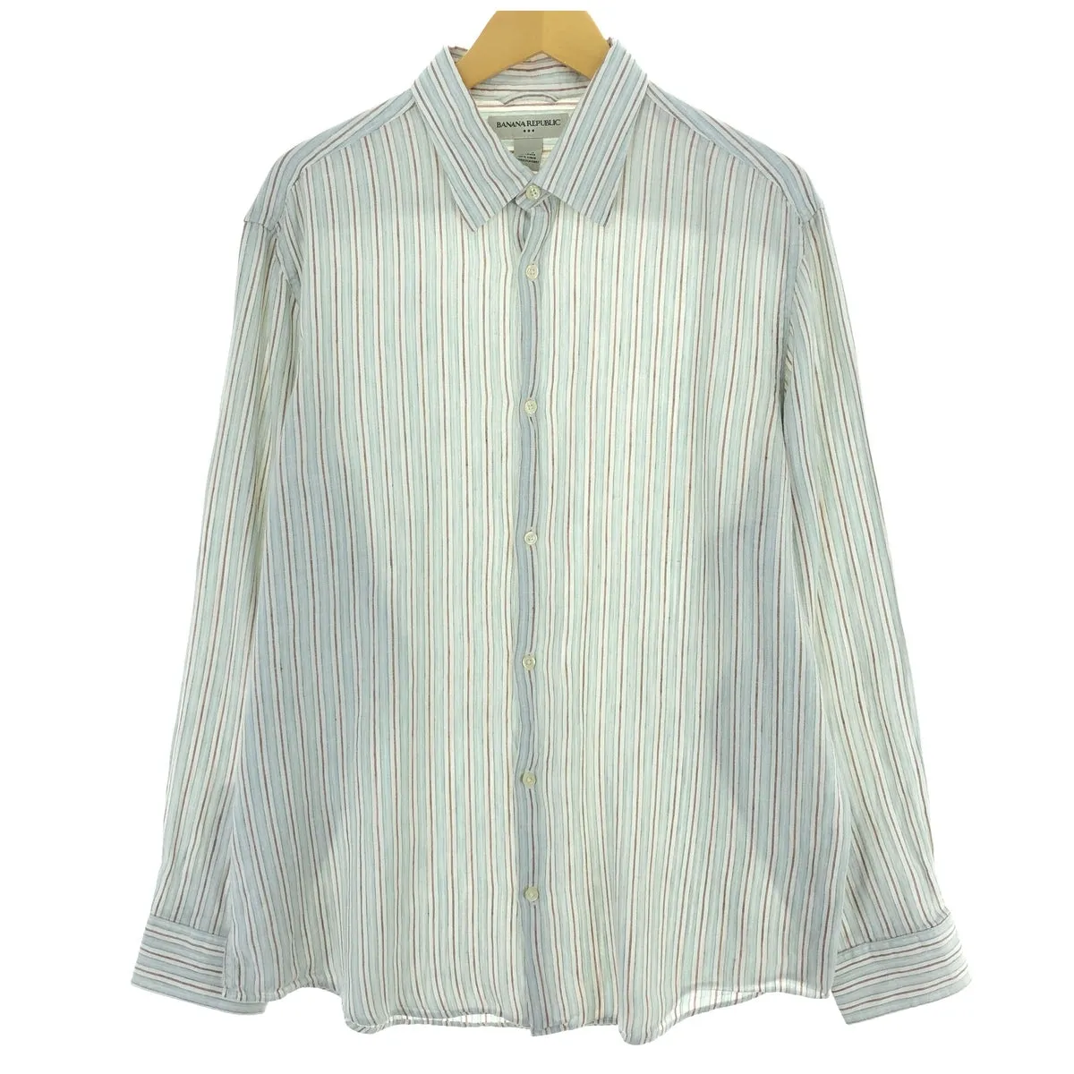 00'S Banana Republic Stripe Pattern Long Sleeve Linen Shirt Men's XL Vintage /eaa469530