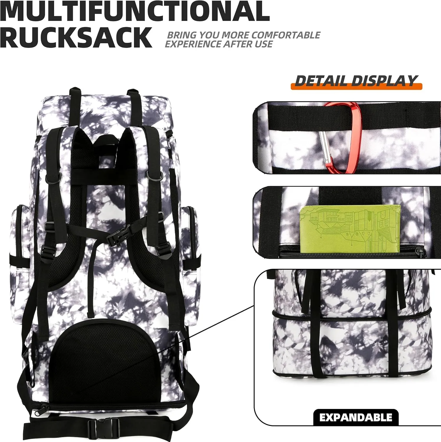 100L Hiking Backpacks Men Women Tactical Gear Back Pack Molle Bag Rucksack