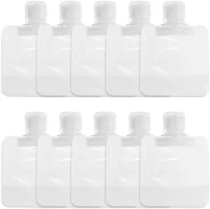 10Pcs Transparent Portable Fluid Packing Bags,New Travel Size Refillable Empty Squeeze Pouch, Premium Clear Travel Pouches for Toiletry, Lotion Shampoo Shower Gel Squeezable Bags (30ml),Bags and Cases