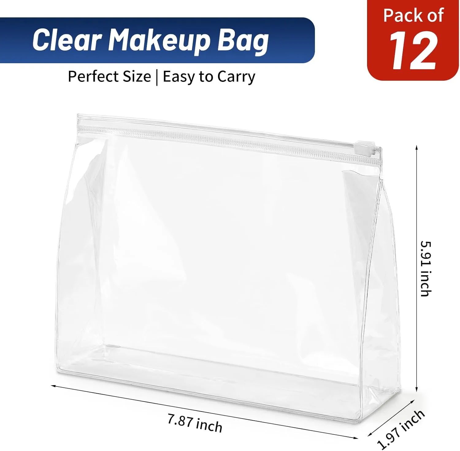 12 Pack Mini Clear Makeup Bags Bulk, Small Cosmetic Bags with Zipper TSA Approved Travel Toiletry Bags Plastic Organizer Pouches for Swimsuit, Bikini, Women Men Vacation