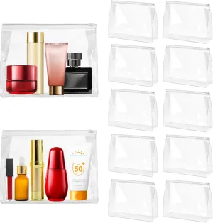 12 Pack Mini Clear Makeup Bags Bulk, Small Cosmetic Bags with Zipper TSA Approved Travel Toiletry Bags Plastic Organizer Pouches for Swimsuit, Bikini, Women Men Vacation