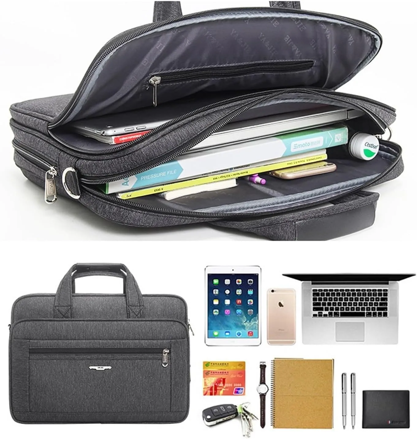 14 Inch Laptop Case, Waterproof Briefcase Expandable Design, Non Deformable Shoulder Bag for Business Professionals