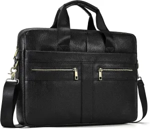 15.6inch Leather Briefcases Laptop Messenger Bags Business Satchel Office Travel Computer Handbag for Men