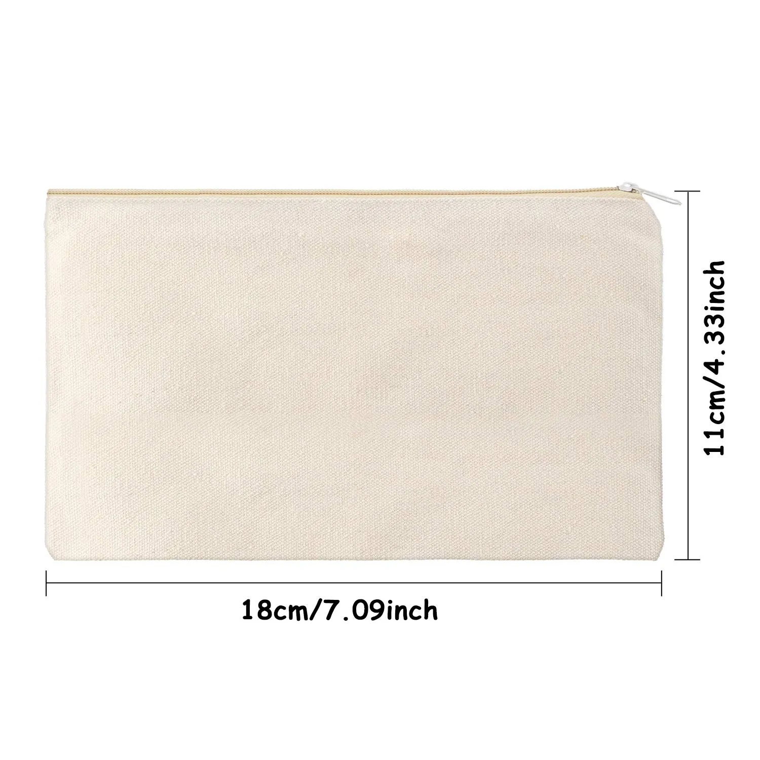 16 Pack Canvas Blank Cosmetics Bag Multi-Purpose Zipper Canvas Makeup Pouches Travel Toiletry Pouches Pen Pencil Plain DIY Craft Bag(S,Beige)