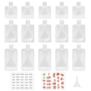 18 Pcs Travel Pouches for Toiletries, Refillable Travel Size Toiletries, Stand Up Pouches for Toiletry, Travel Pouch for Shampoo Lotion, Leakproof Travel Containers for Cosmetics 30/50/100ml
