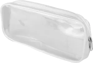 1Pcs Clear Makeup Bag, Zipper Pencil Bag, Toiletry Organizer, Plastic Pouches, Clear Zipper Pouches, Suitable forTravel, Home and Office (1, White)