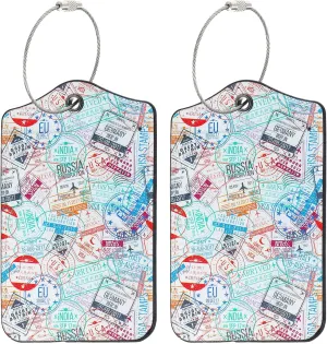 2 Pack Luggage Identifiers for Suitcases, Retro Travel Luggage Tags for Suitcases Women, Tag with Privacy Flap for Travel Bag