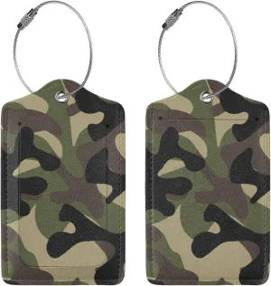 2 Pcs Camouflage Luggage Tag for Suitcases, Funny Camo Tags, Cruise Ship Essential Travel Gift for Men Women Couples, Army Military Birthday Party Decorations, Christmas Unique Ideas Gift