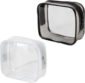 2 Pcs Clear Zipper Makeup Bags Small Waterproof Cosmetic Pouches Transparent Toiletry Bags Carry On Airport Bags Portable Travel Makeup Pouches Zippered Toiletry Carry Pouches