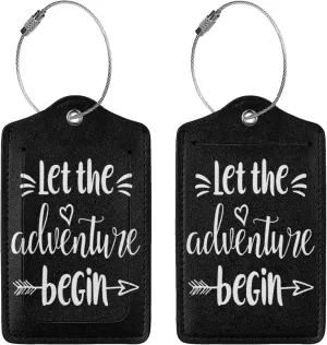 2 Pcs Let The Adventure Begin Luggage Tag for Suitcases, Adventure Awaits Party Decorations, Cruise Ship Essential Travel Gift for Couples Bride Groom Men Women, Funny Christmas Birthday Gifts
