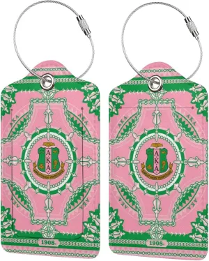 2 Pcs Luggage Tags Pu Leather Baggage Tag Privacy Cover Id Label with Stainless Steel Loop Suitcase Travel Bag Labels Sorority Gifts for Women Sister Black