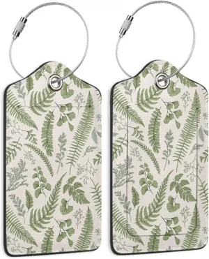 2 Pcs Vintage Leaves and Plants,Botanical Luggage Tags,Cruise Luggage Tag with Privacy Flap, Name Id Label and Steel Loop for Women Men Travel Bag Suitcase