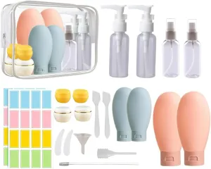 21 PCS Refillable Toiletry Bottles with Toiletry Bag for Travel Containers Empty Squeeze Bottles Leakproof Accessories for Toiletries Shampoo Lotion Body Wash (BPA Free)