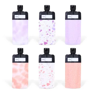 3 oz 6pack Leak Proof Empty Squeeze Pouches Refillable Travel Size Containers liquid travel pouches for Travel TSA Approved Travel Pouches for Toiletries for Lotion