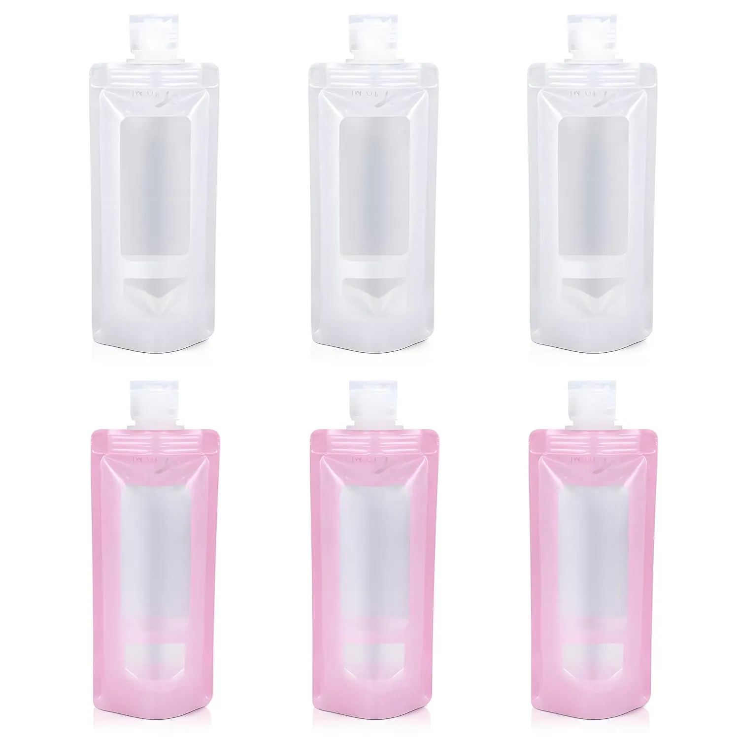 3 oz 6pack Leak Proof Empty Squeeze Pouches Refillable Travel Size Containers liquid travel pouches for Travel TSA Approved Travel Pouches for Toiletries for Lotion