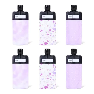 3 oz 6pack Leak Proof Empty Squeeze Pouches Refillable Travel Size Containers liquid travel pouches for Travel TSA Approved Travel Pouches for Toiletries for Lotion
