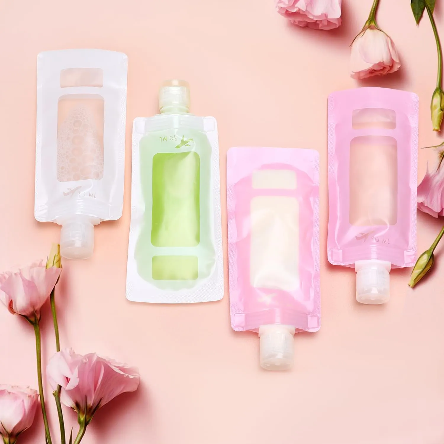 3 oz 6pack Leak Proof Empty Squeeze Pouches Refillable Travel Size Containers liquid travel pouches for Travel TSA Approved Travel Pouches for Toiletries for Lotion