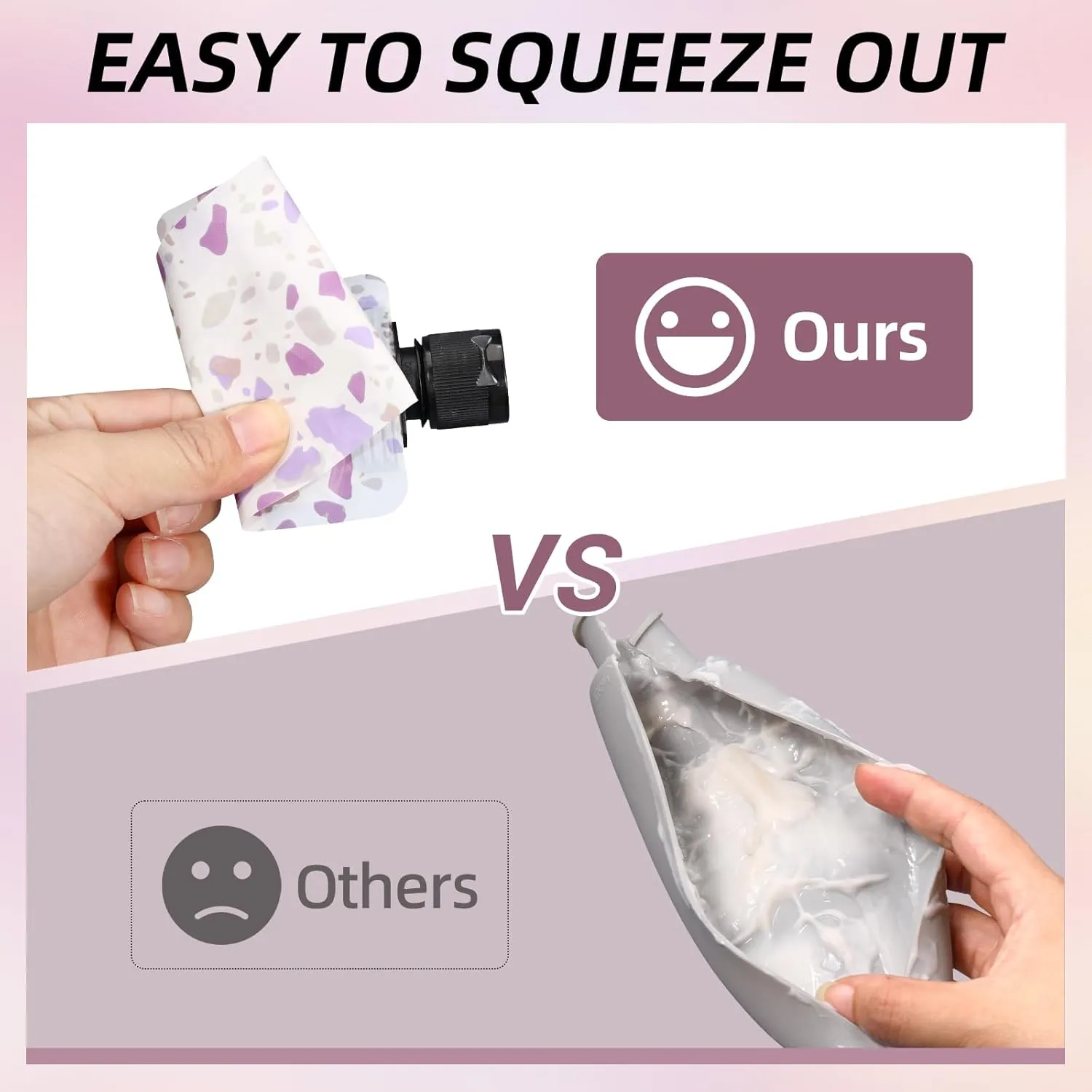 3 oz 6pack Leak Proof Empty Squeeze Pouches Refillable Travel Size Containers liquid travel pouches for Travel TSA Approved Travel Pouches for Toiletries for Lotion