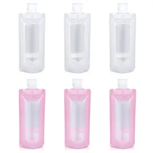 3 oz 6pack Leak Proof Empty Squeeze Pouches Refillable Travel Size Containers liquid travel pouches for Travel TSA Approved Travel Pouches for Toiletries for Lotion