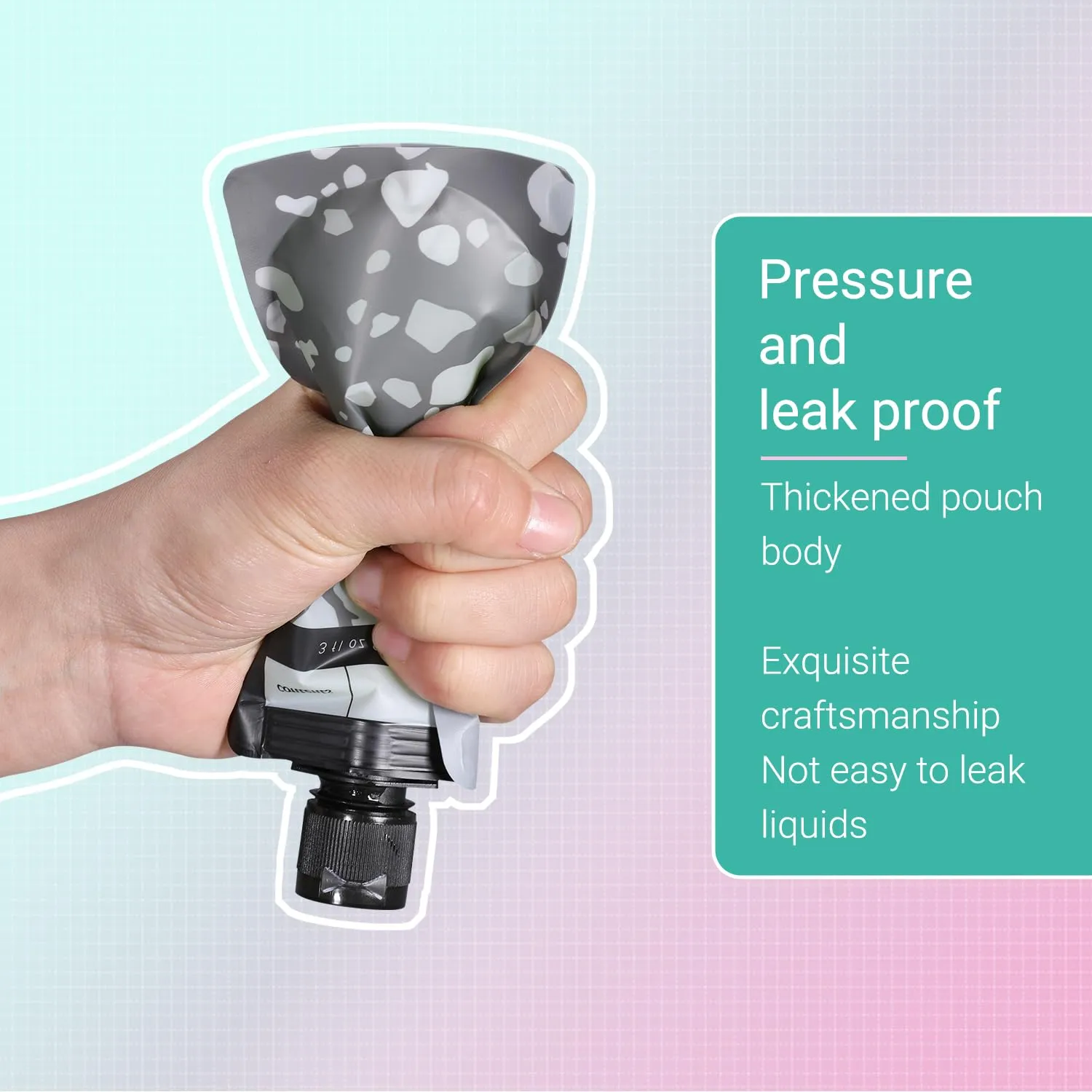 3 oz/6 Pack Leak Proof Empty Squeeze Pouches, Refillable Travel Pouches for Toiletries Portable, Travel Fluid Makeup Packing Bag for Lotion Shampoo Face Cream Hand Soap, Black
