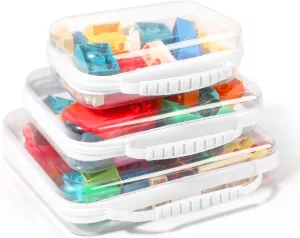 3 Pack Clear Hard Shell Zipper Case Pouches,Transparent Double Zipper Toiletry Pouches,Waterproof Travel Organizers,Portable Toy Storage Bins(L M S)
