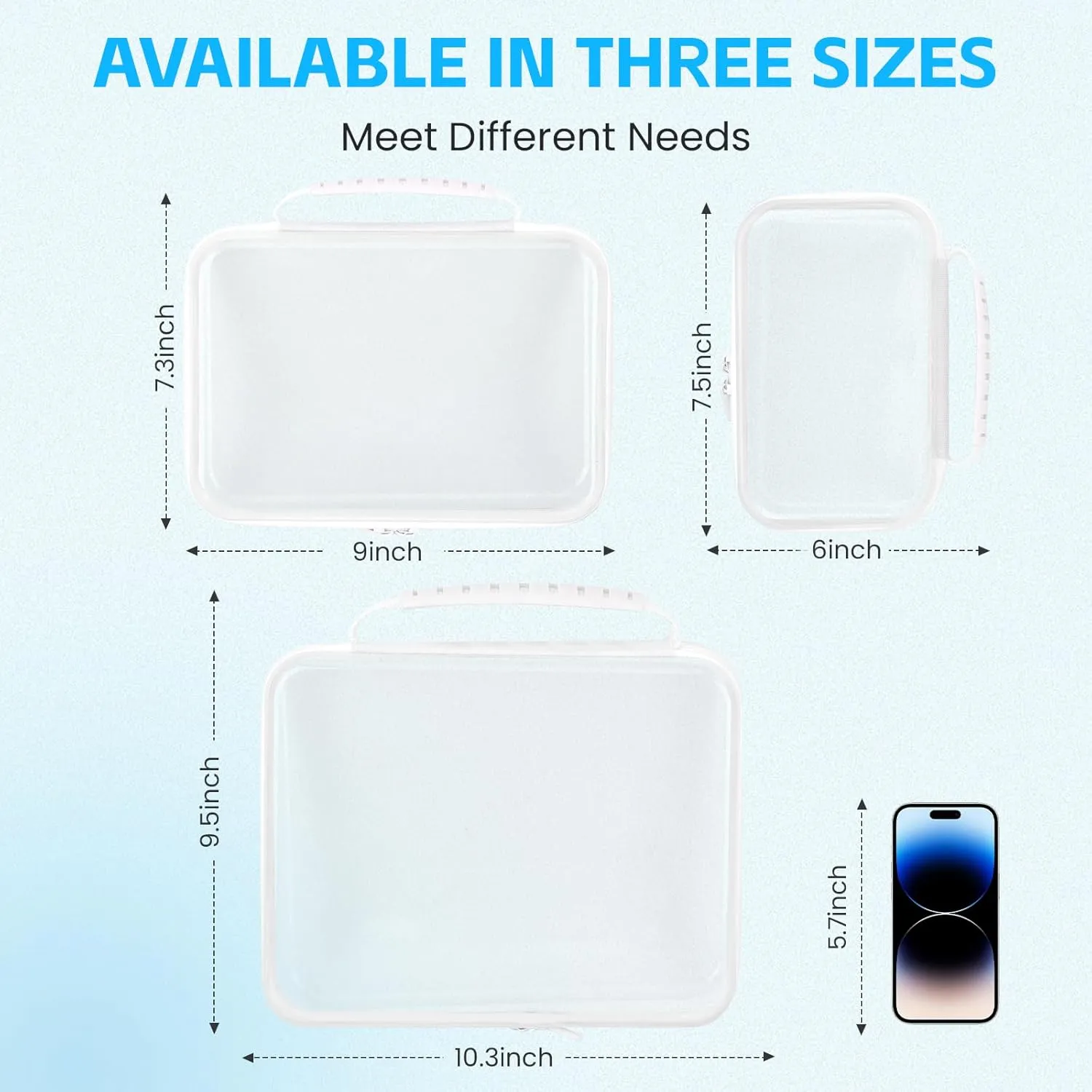 3 Pack Clear Hard Shell Zipper Case Pouches,Transparent Double Zipper Toiletry Pouches,Waterproof Travel Organizers,Portable Toy Storage Bins(L M S)