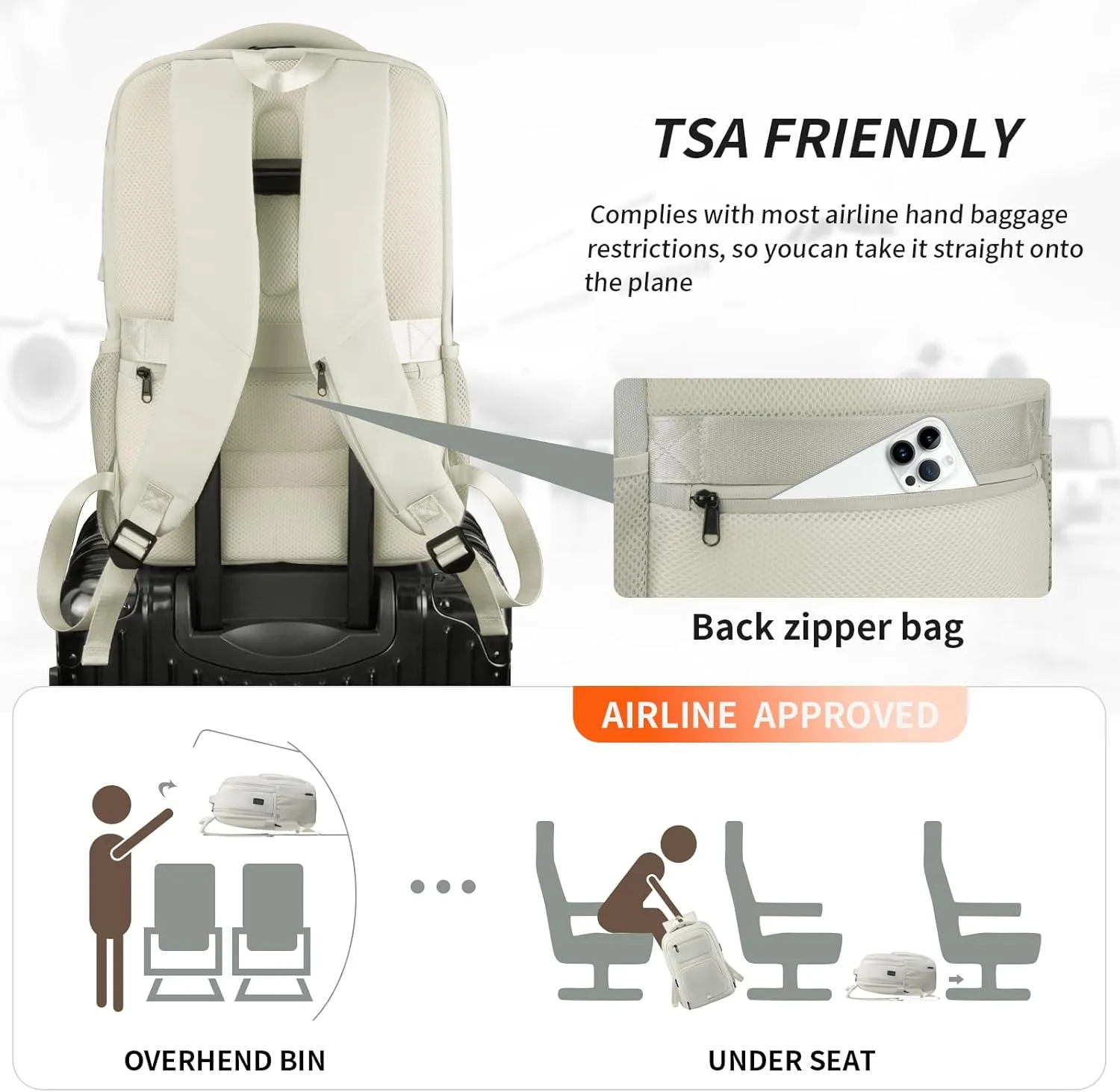 35L Travel Laptop Backpack for Women, High Tech Backpack with USB Charging Port and Ergonomic Design, Water Repellent Work College Computer Backpack Fits 15.6 Inch Tablet, Notebook