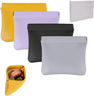 4 PCS Pocket Cosmetic Bag, Small Pocket Makeup Bag for Women Snap Closure Organizer Pouch Portable No Zipper Waterproof Leather, Mini Travel Storage Bag for Cosmetics Jewelry Headphones4.7in*4.7in