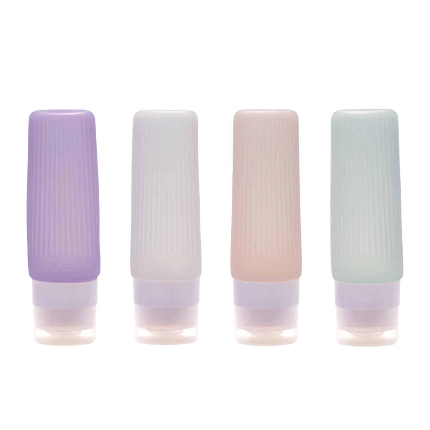 4Pack Travel Size Toiletries Kit - TSA Approved 3oz Leak Proof Refillable Travel Bottles for Toiletries | Essential Travel Containers with Toiletry Bag Stripe