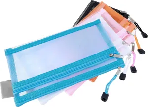 5pcs Small Zipper Pouch Bags, 8.2 x 4.7 In Double-Layer Nylon Pouches, Visibility Mesh, Colorful Zipper Pouches for Travel, Lipstick, Mascara, Headphone