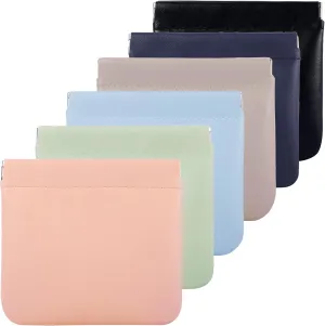 6Pcs Small Makeup Bag for Purse Pouchic Lambskin Pocket Cosmetic Bag Squeeze Top Waterproof Travel Makeup Bag No Zipper Portable Mini Makeup Pouch Colorful Pouch for Women Girls