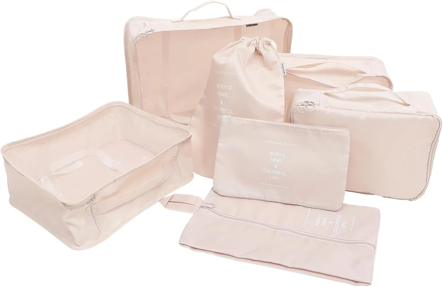 7pc Travel Storage Bags Collapsible Suitcase Organizer Packing Cubes Toiletries Bag Packing Bags Travel Accessories Bag
