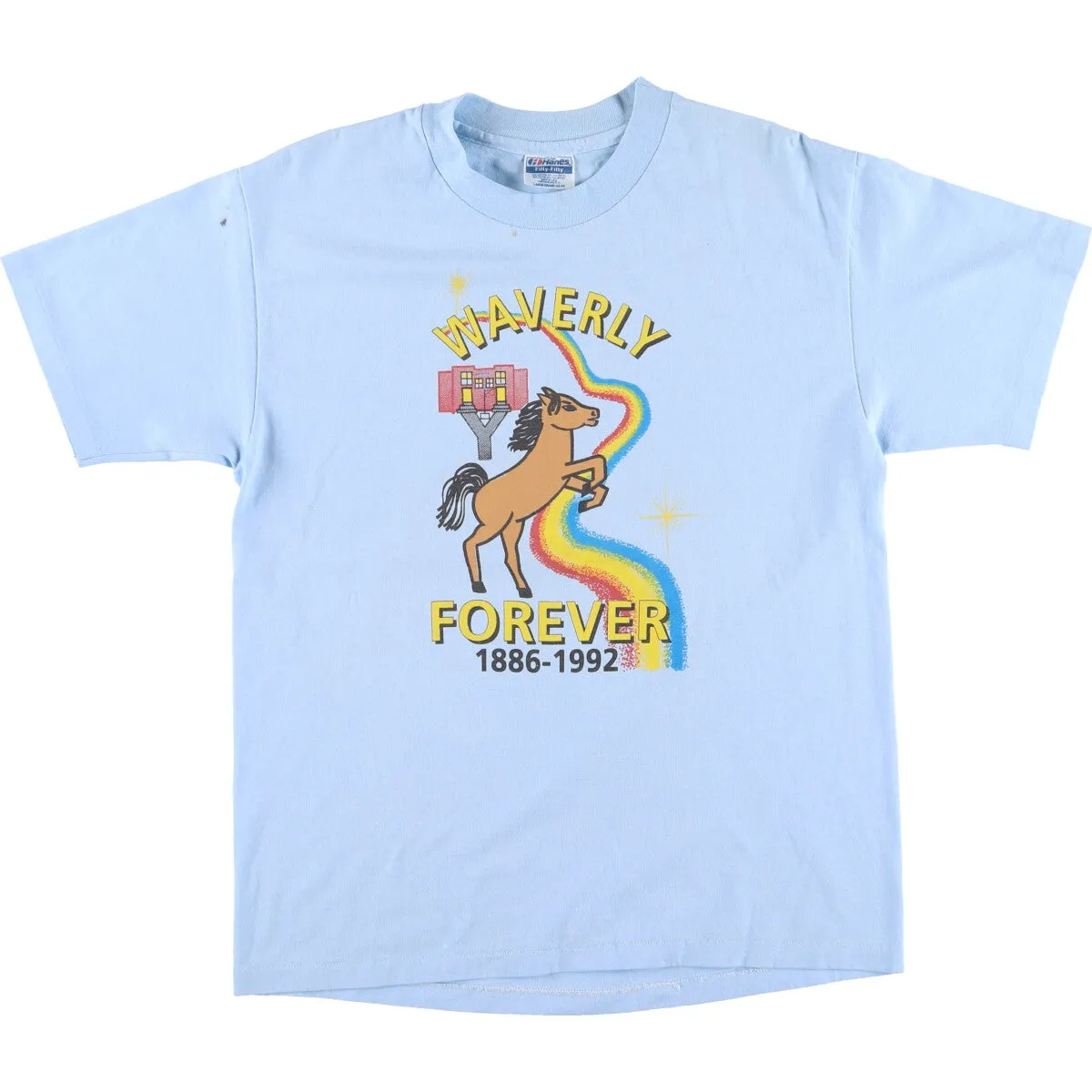 80'S Hanes Fifty-Fifty Blue Tag Printed T-Shirt Made in USA Men's L Vintage /eaa425336