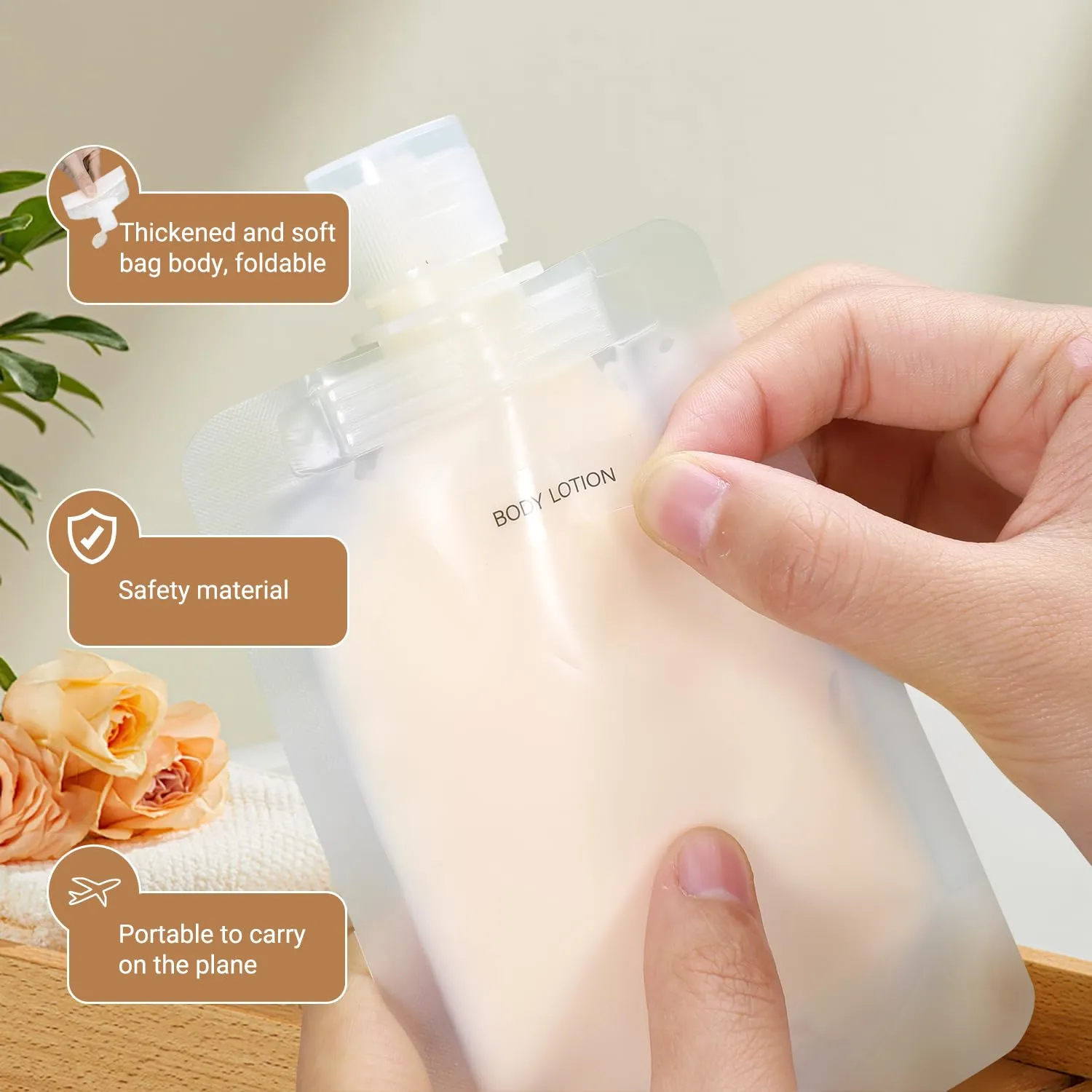 9pack Leak Proof Empty Squeeze Pouches Refillable Travel Size Containers liquid travel pouches for Travel TSA Approved Travel Pouches for Toiletries for Lotion