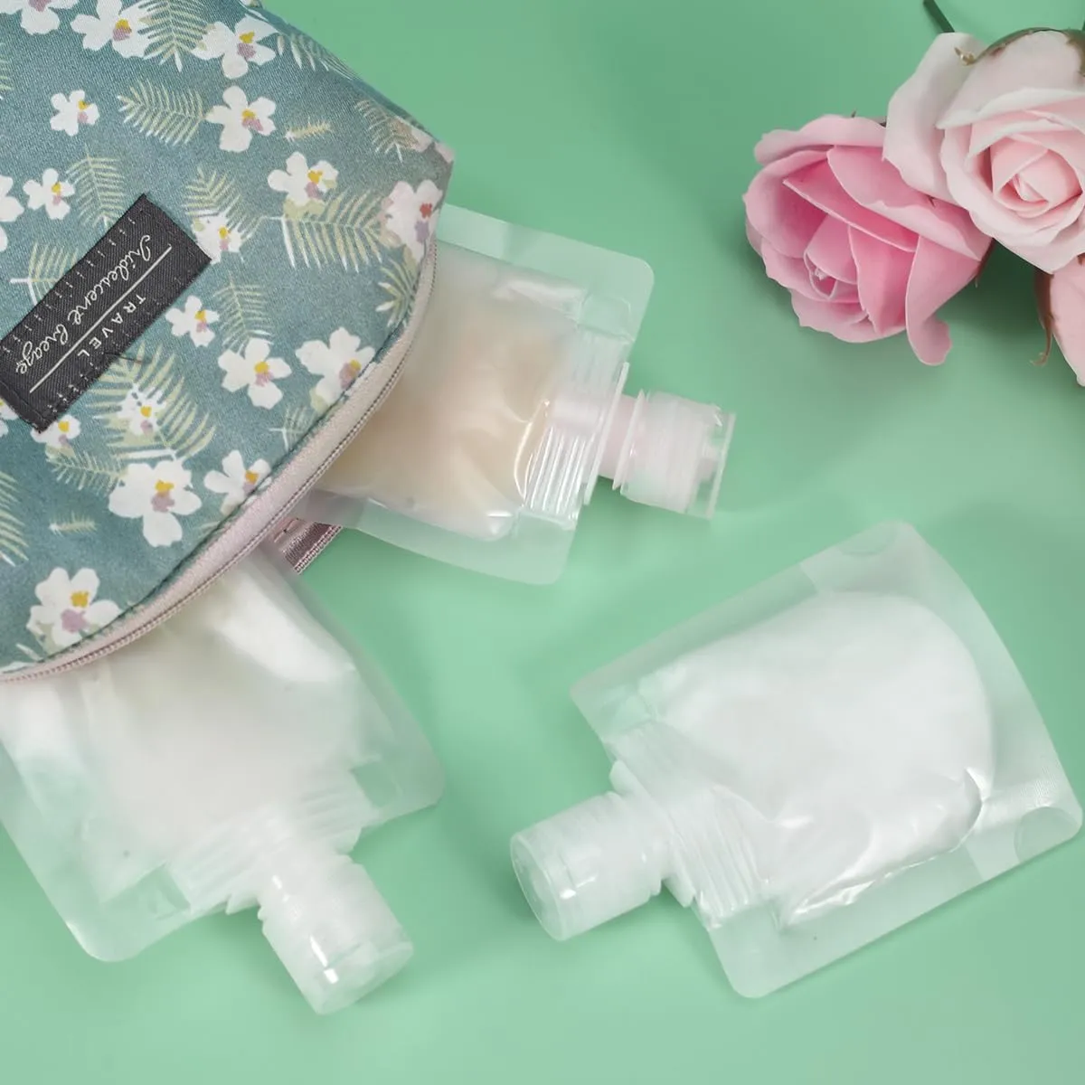 9pack Leak Proof Empty Squeeze Pouches Refillable Travel Size Containers liquid travel pouches for Travel TSA Approved Travel Pouches for Toiletries for Lotion