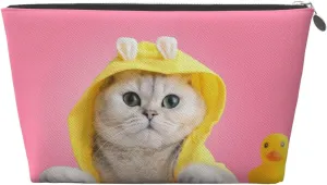 A Funny Cat Makeup Bag Women Travel Size Toiletries Leather Waterproof Toiletry Bag Travel Essentials for Shampoo, Conditioner, Personal Item, Toiletries