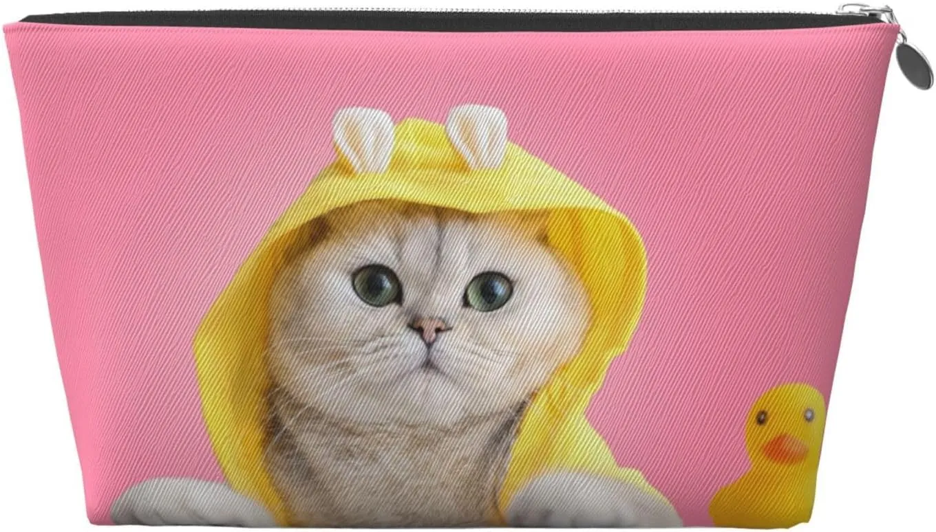 A Funny Cat Makeup Bag Women Travel Size Toiletries Leather Waterproof Toiletry Bag Travel Essentials for Shampoo, Conditioner, Personal Item, Toiletries