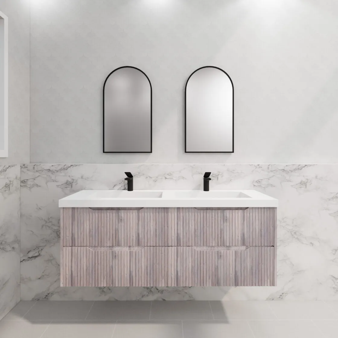 ABS BALI Wall Hung Double Bowl Vanity 1500mm (White Oak)