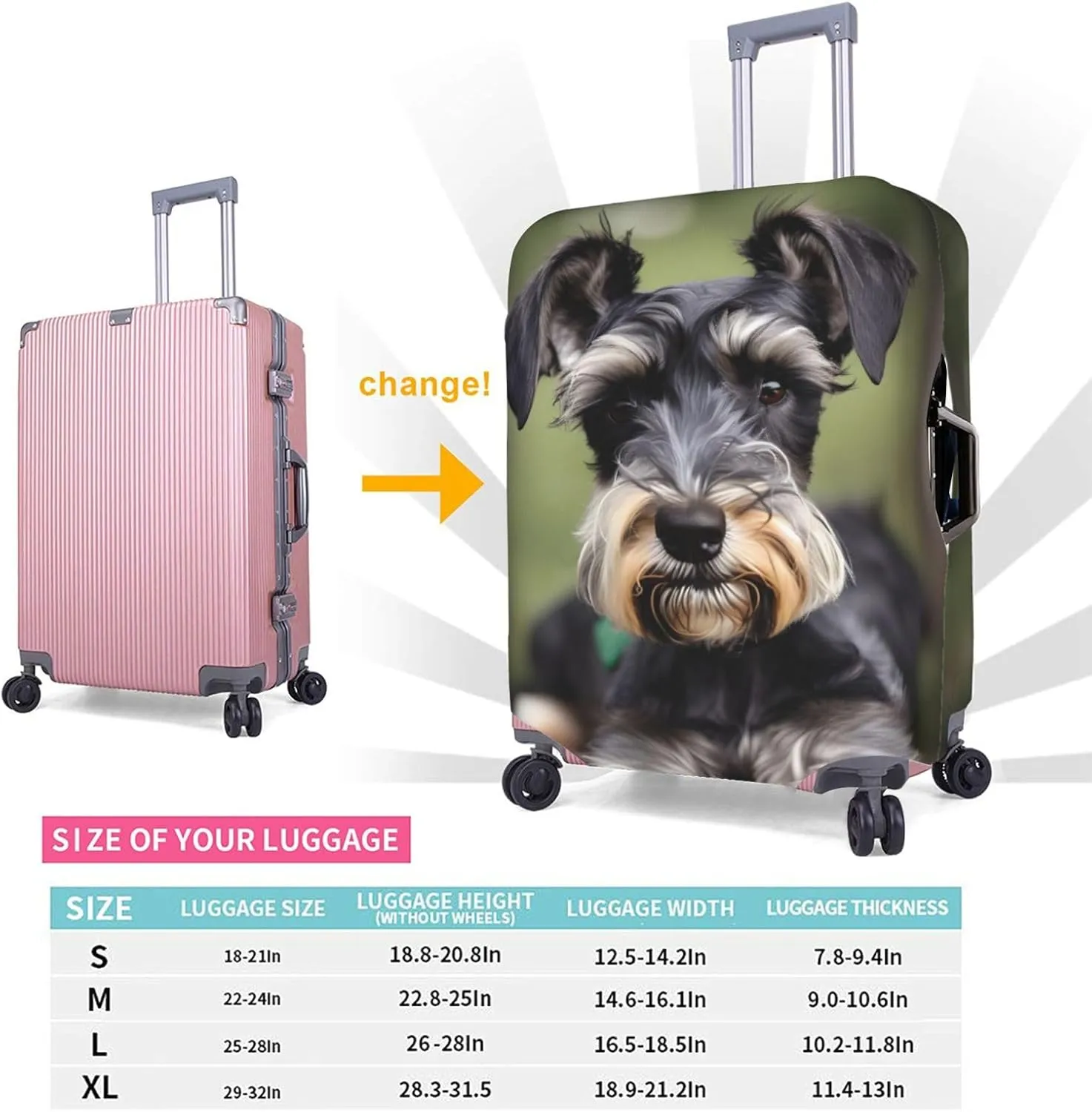 adorable schnauzer Print Washable Suitcase Cover Protective Luggage Cover Anti Scratch Travel Gear Protector