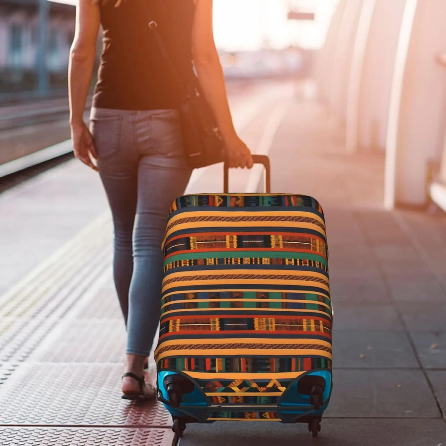 african weaving Print Washable Suitcase Cover Protective Luggage Cover Anti Scratch Travel Gear Protector
