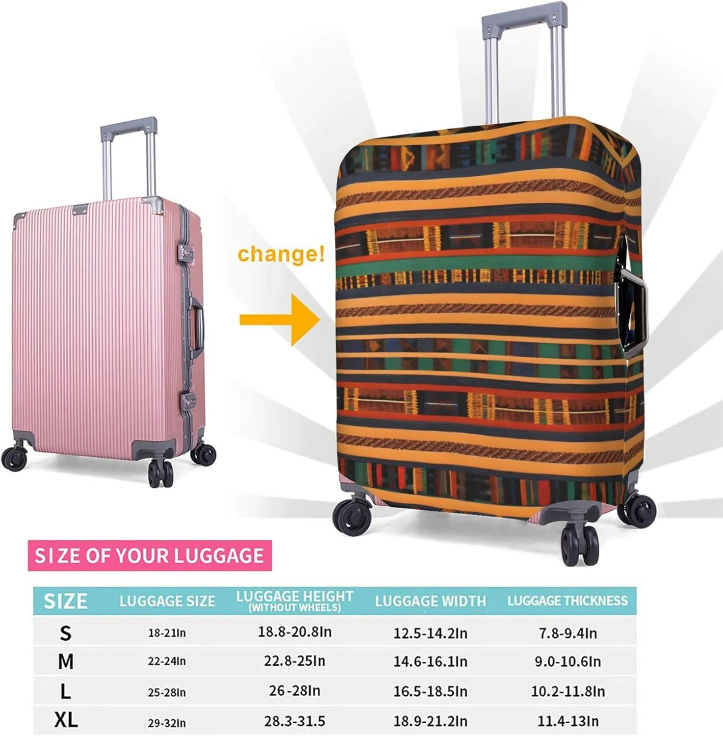 african weaving Print Washable Suitcase Cover Protective Luggage Cover Anti Scratch Travel Gear Protector