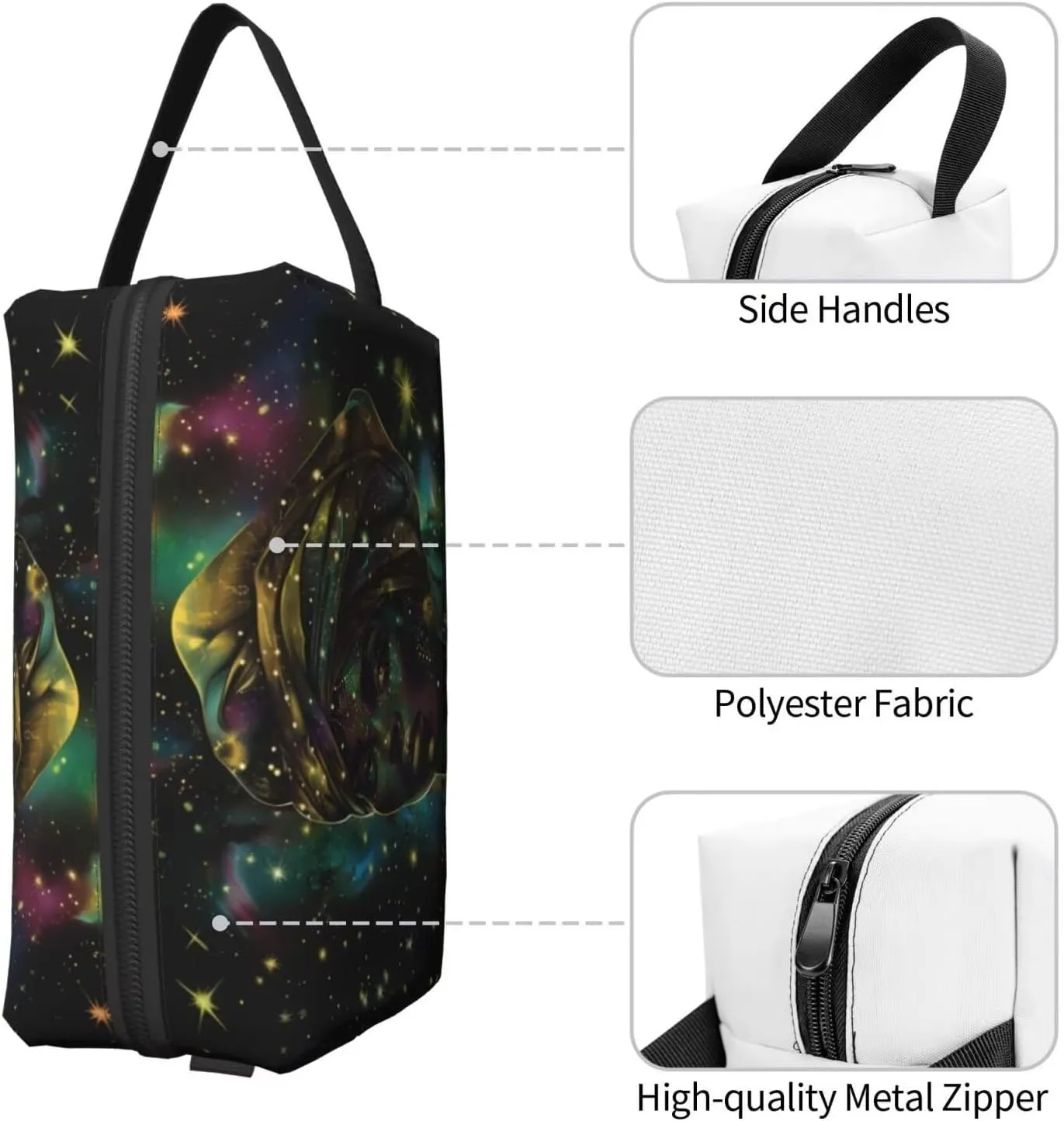 African Women Makeup Bag African American Waterproof Canvas Cloth Cosmetic Pouch Toiletry Bag Travel Storage Organizer for Women, Green Galaxy Outer Space Stars Coin Pouch