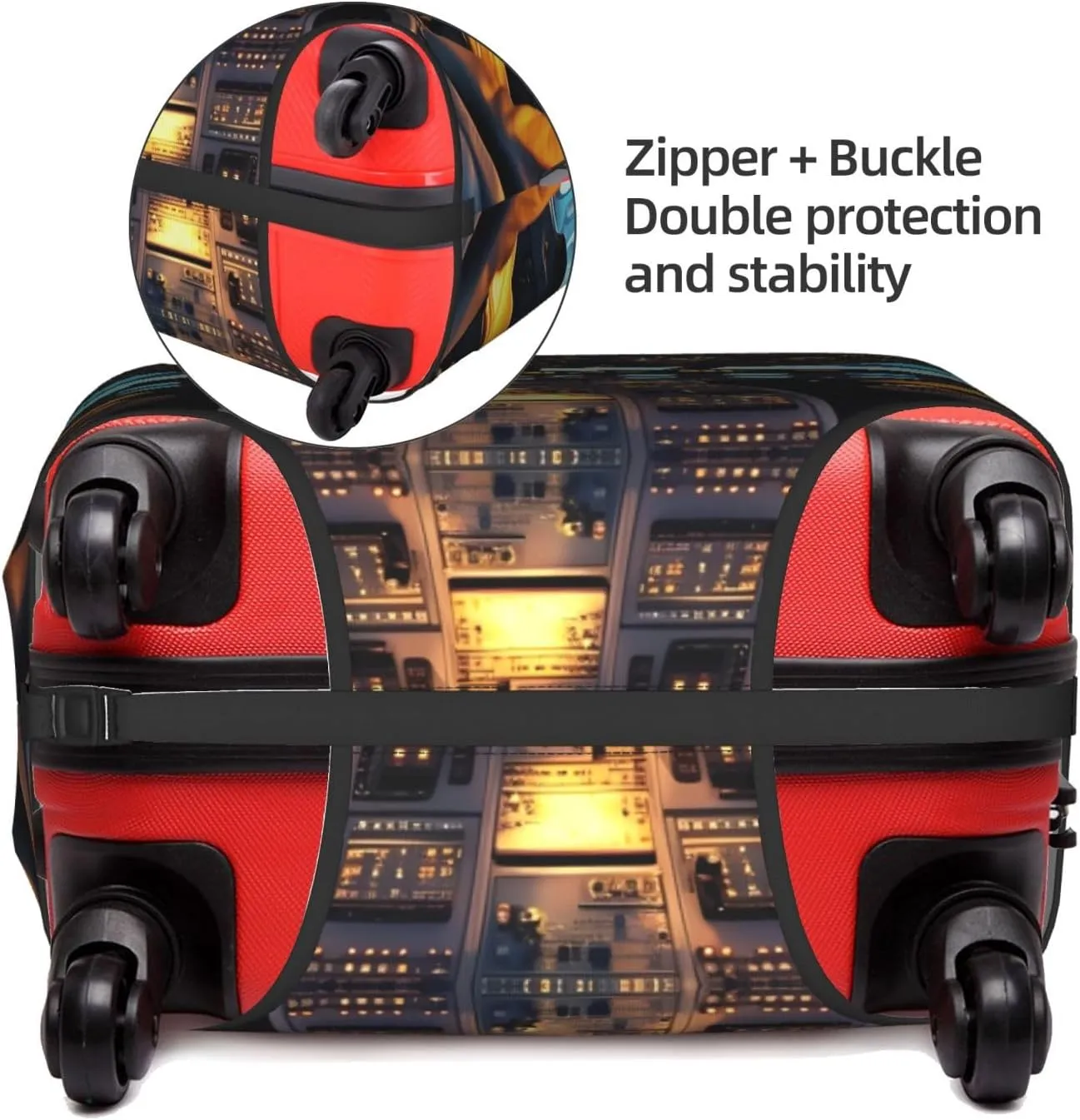 Airplane Cockpit Print Washable Suitcase Cover Protective Luggage Cover Anti Scratch Travel Gear Protector