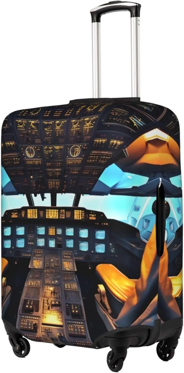 Airplane Cockpit Print Washable Suitcase Cover Protective Luggage Cover Anti Scratch Travel Gear Protector