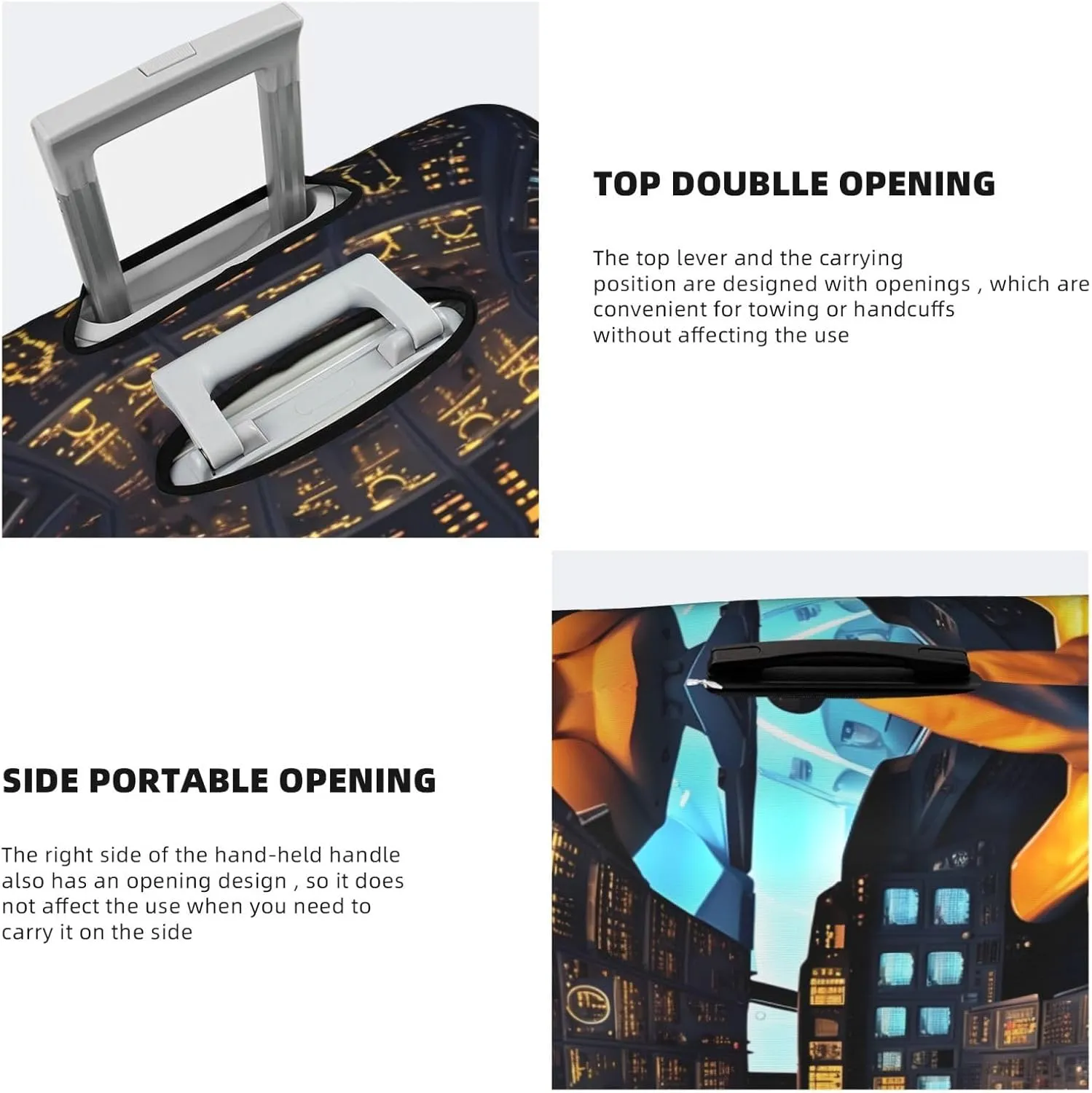 Airplane Cockpit Print Washable Suitcase Cover Protective Luggage Cover Anti Scratch Travel Gear Protector