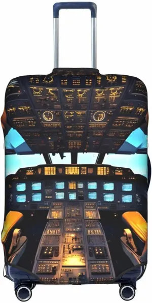 Airplane Cockpit Print Washable Suitcase Cover Protective Luggage Cover Anti Scratch Travel Gear Protector