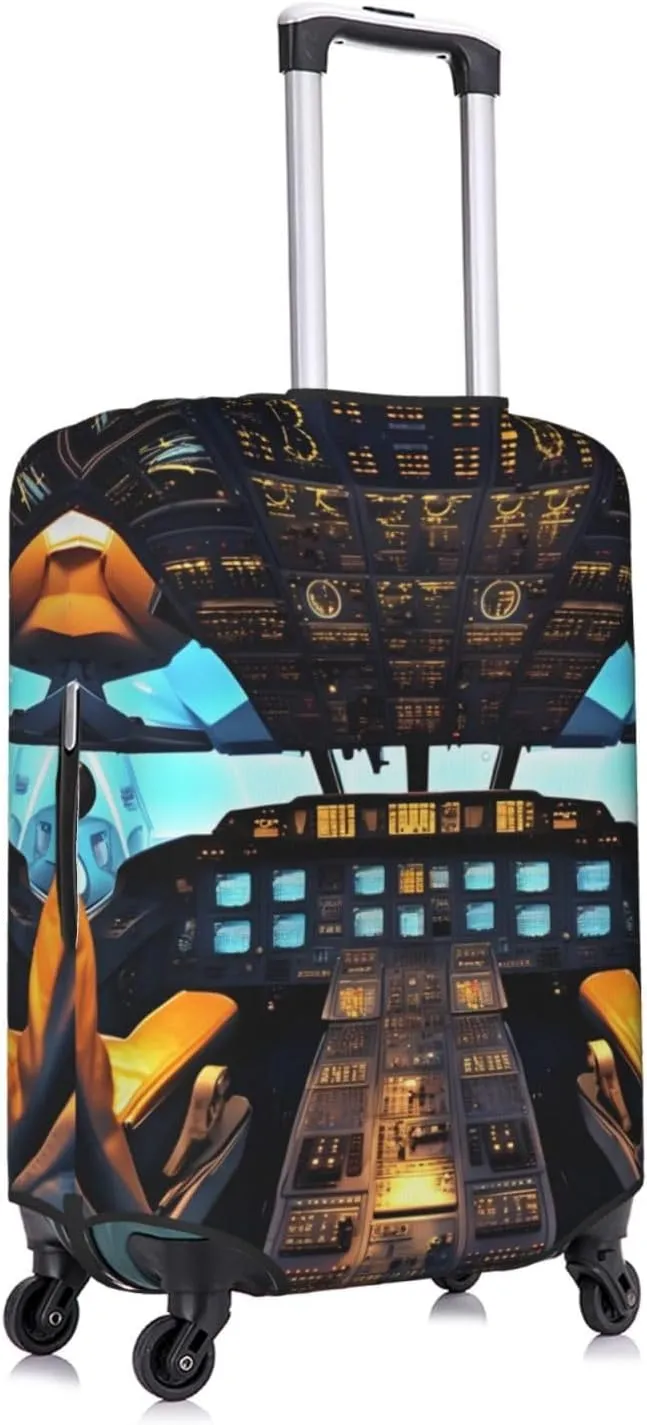 Airplane Cockpit Print Washable Suitcase Cover Protective Luggage Cover Anti Scratch Travel Gear Protector