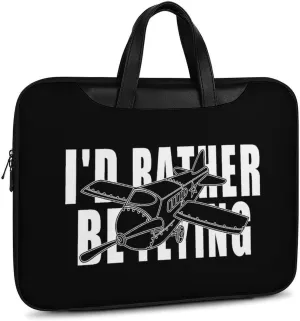 Airplane Plane I'd Rather Be Flying Leather Bag Laptop Case Slim Water Resistant Computer Bags with Handle Briefcase for Work