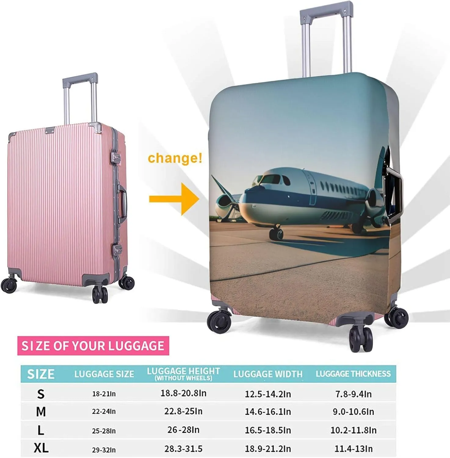 Airplane Print Washable Suitcase Cover Protective Luggage Cover Anti Scratch Travel Gear Protector