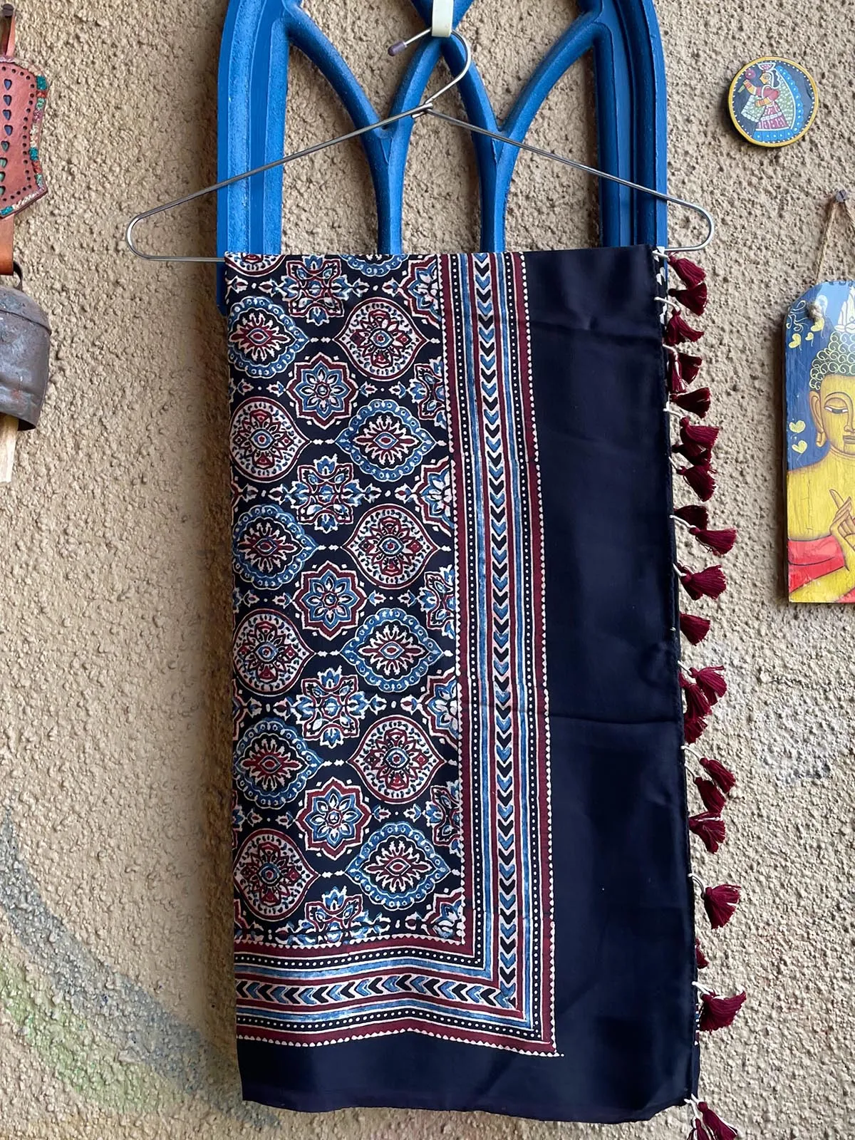 Ajrakh Silk Dupatta Indigo